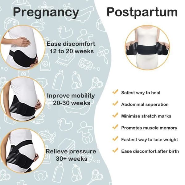Maternitybælte, Justerbart bælte til gravide kvinder, Støttebånd Graviditetsbånd, Velegnet til gravide kvinder (Sort)