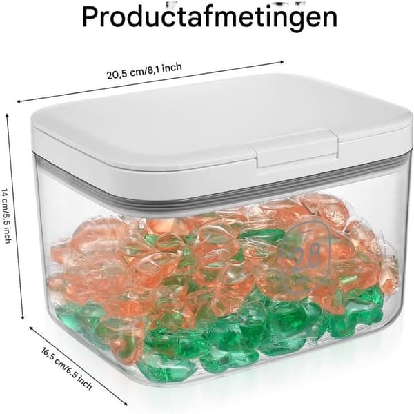 Vaskemiddelbeholder - 2,8L - Dispenser, der peger opad - Opbevaringsbeholder med et tryk - Også velegnet til