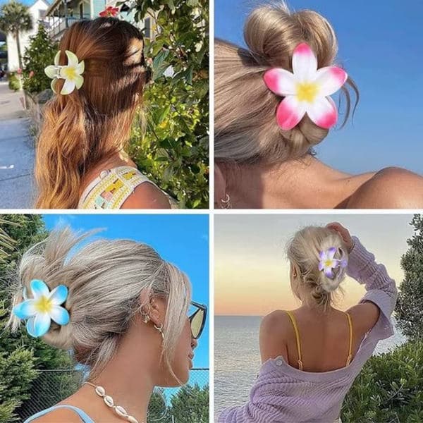 Blomformade hårklämmor, blomhårnål, blomformade hårklämmor halkfria – 4 st, halkfria