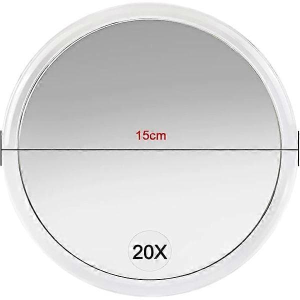 20X forstørrelsesspejl med sugekopper (15 cm rund) - Perfekt til