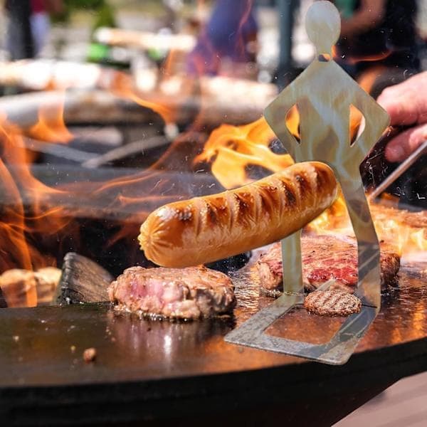 4 stk Morsomme BBQ-tilbehør Pølseholder Bærbar Grillrist Rustfritt Stål