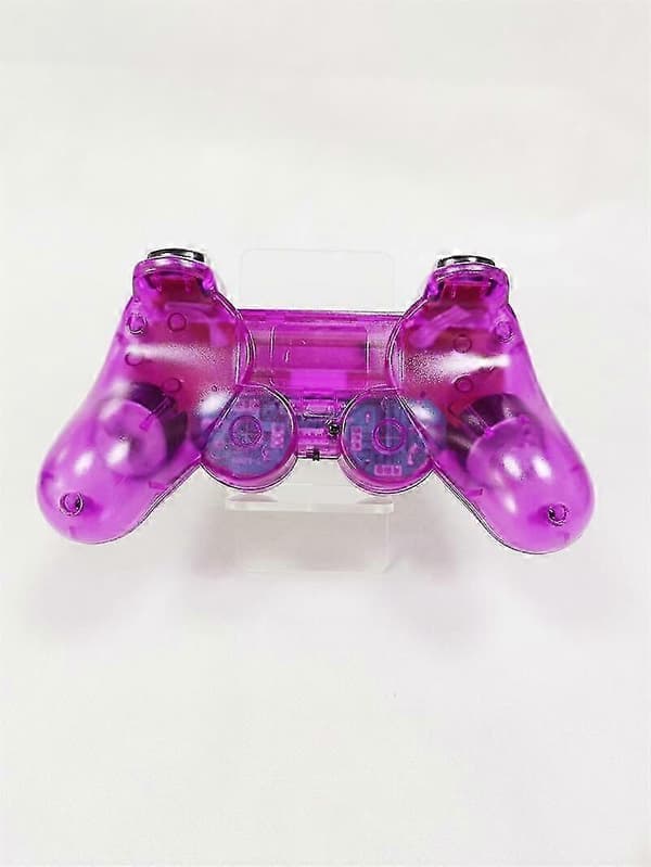 Til Sony PS2 Trådløs 2.4GHz Dual Vibration Controller Gamepad Transparent Purple