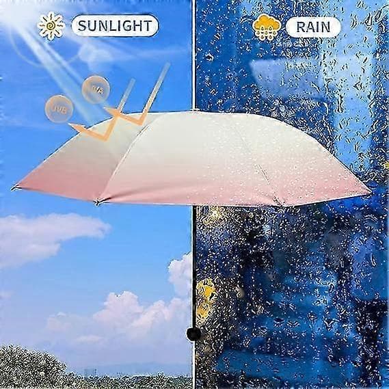 Mini Kompakt Sol- och Regnreseparaply Bärbart Paraply UV-paraply Rosa