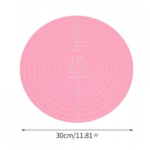 Bakematte, 30 cm silikon bakematte, med skala, rund sklisikker eltematte, til bursdag
