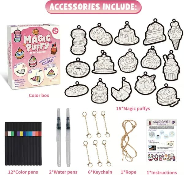 3D Aqua Magic Puffy Paint-kit, skumtexturmålning, 15 kladdfria måla-efter-nummer-pyssel för barn, presentidé och julklapp