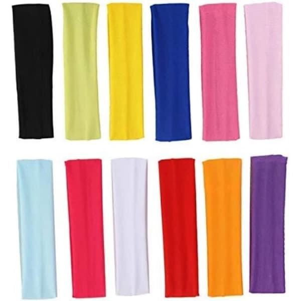 Hårbånd for kvinner, yoga-hodebånd i bomull, elastisk hodebånd, 12 farger