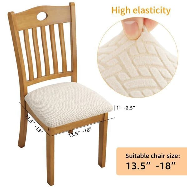 4 st stretchiga jacquardstolsöverdrag, stolsöverdrag för matsal (beige)