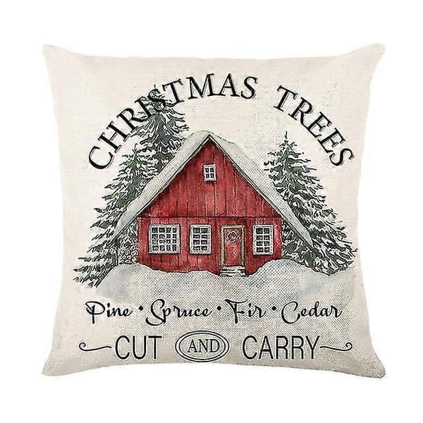 Glædelig jul pudebetræk 45x45cm pyntepudebetræk vinter julepynt til hjemmet træ hjort sofapudebetræk -Sy