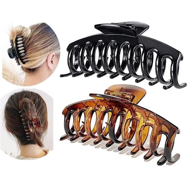 Hårklämmor - Halkfria - Akryl - 2-pack - För tjockt hår - Elegant design