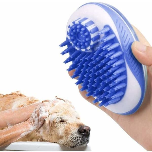 Kæledyrsbadebørste, 2-i-1 massagebørste til shampoodispenser, velegnet til vask,