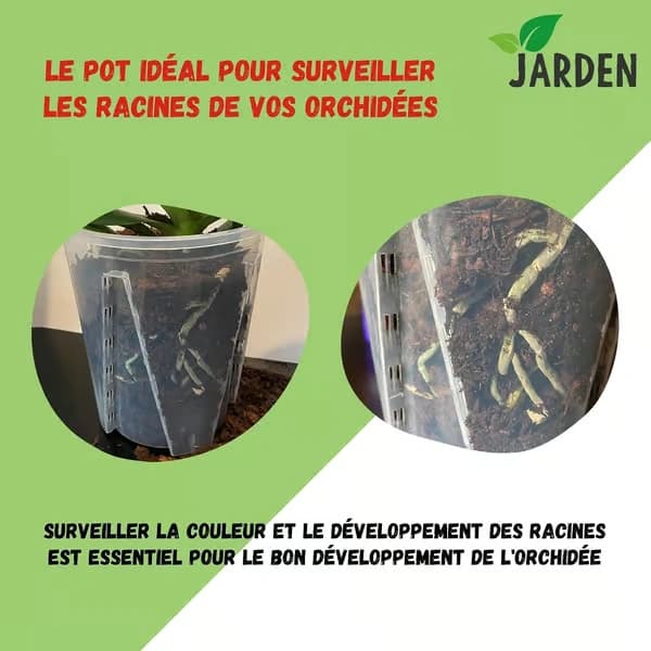 Set med 3 orkidékrukor i transparent hårdplast, diameter 16 cm