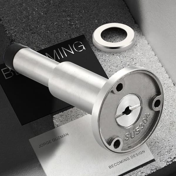 Deluxe justerbar solid dørstopper i 304 rustfritt stål + kraftig dørstopper i gummi