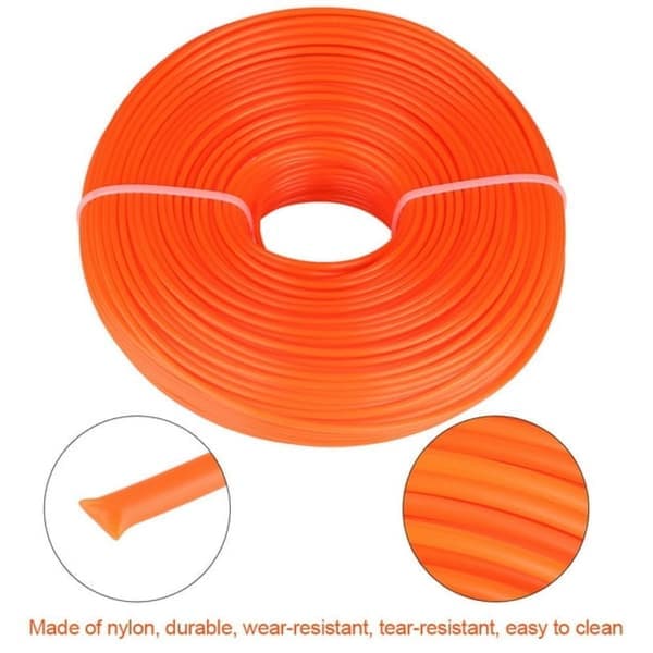 Rund Trimmerline 3mm Erstatningsline for Trimmer, Oransje Nylonsnor Slitesterk Gressklippererstatning, Høyfast Nylon