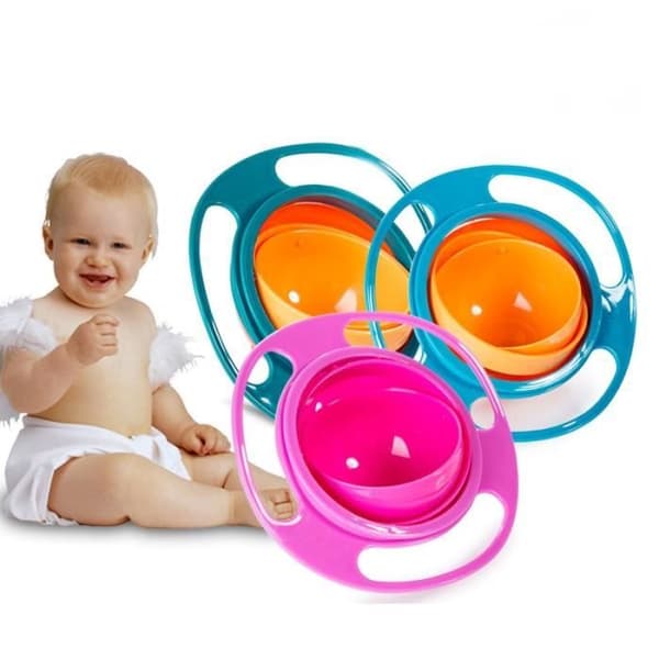 Babyfoderskål - Blå - 360° rotation - Spildfri - Universal