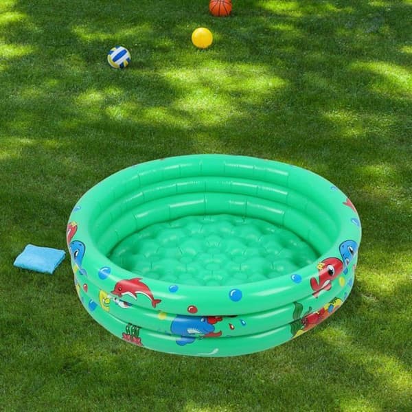 Mini børnepool 120 cm, rund grøn oppustelig pool, lille bærbar soppebassin til hjem og have om sommeren