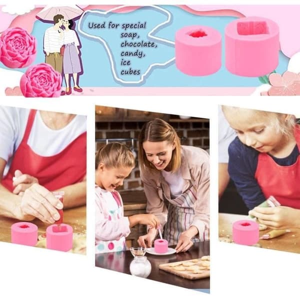 Stearinlysform - Uspesifisert - 3D - Matsikker silikon - 2 stk - Rosa