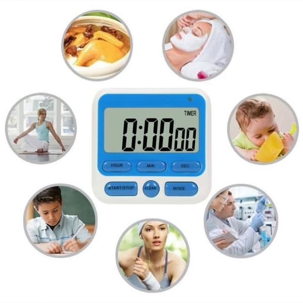 Sort - Nyttig køkkentimer, høj 70-90dB lyd, digitalt display, knapdesign, ur, ch