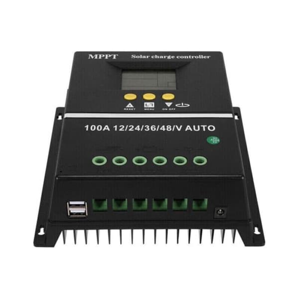 100A 12V/24V/36V/48V Solar ladekontroller, PV batteriregulator med doble USB-porter