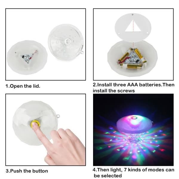 Flydende undervands RGB LED Diskolys Glød Show Pool Jacuzzi Spa Dekorativt Lys