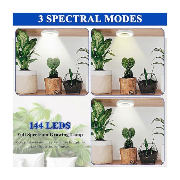 Indendørs plantegrowlight, loftslampe, 48 LED'er, rød/blåt lys, 3 forlygter