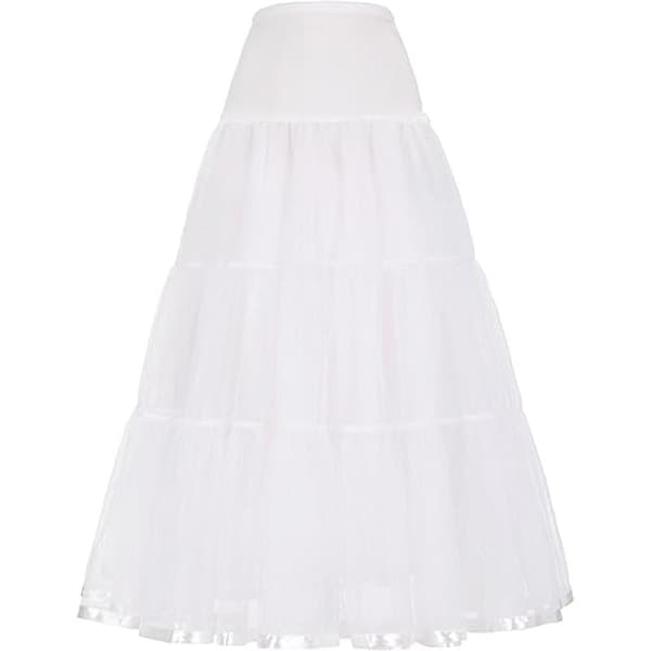 Ankellange underskjørt for kvinner, bryllup, halvt underskjørt, krinoline, underskjørt, hvit Hvit SM White S M