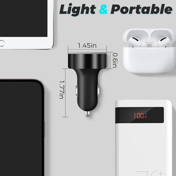 4-porters USB-C hurtigbillader, 50W QC3.0 & PD-pluggadapter, USB-billader, hurtiglading med LED-voltmeter for iPhone og Android