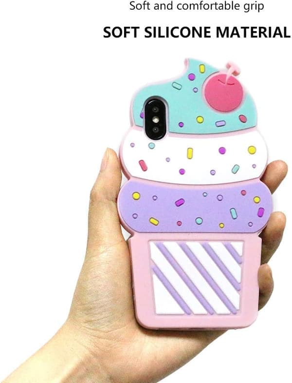 iPhone Glassstrutsmuffinsfodral – 3D Tecknad Mjuk Silikon Stötsäker – Välj Modell iPhone X/XS