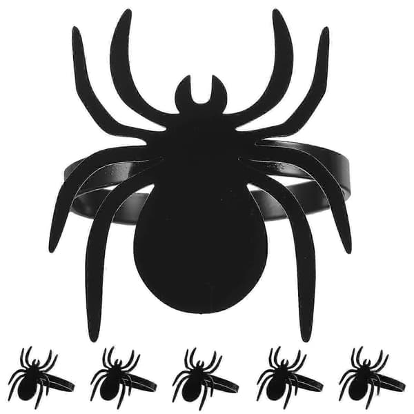 2026 6 stk. Halloween Edderkop Servietring Søde Servietringholdere Metal Servietring til Fest