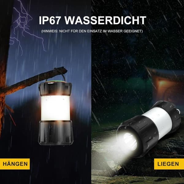 Campinglanterne – 9 moduser IP67 vanntett magnetisk for nødsituasjoner