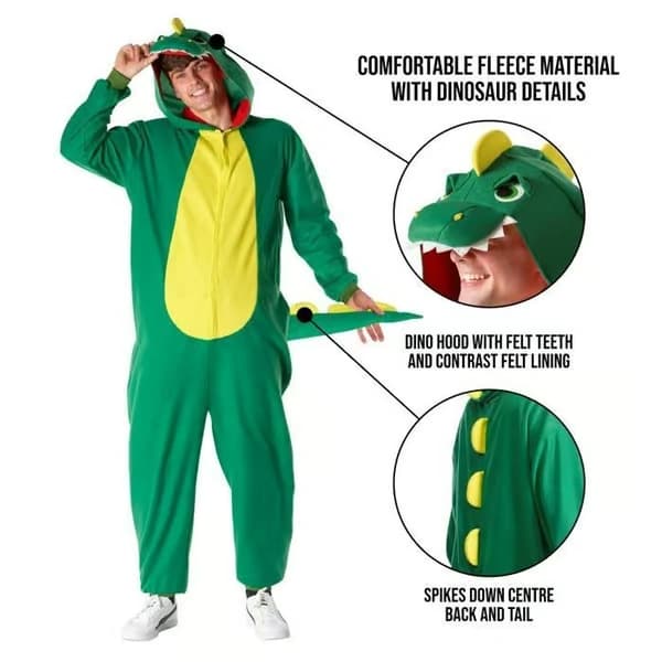 Morph Dinosaur Kostume Dyrepyjamas Halloween Voksen Unisex, M