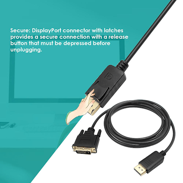 1,8 m DP til DVI-adapter Displayport Display Port til DVI-kabeladapterkonverter