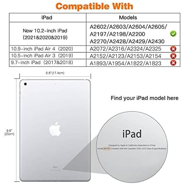iPad 10.2-deksel – Ultratynt stativ hardt smartdeksel for iPad 7./8./9. generasjon