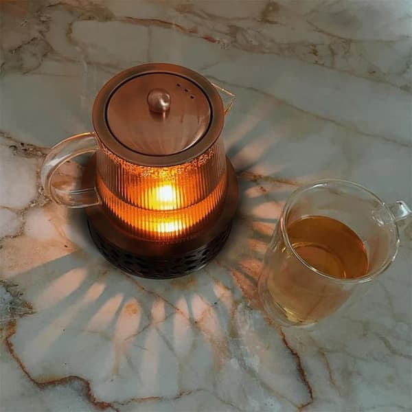 Tekandevarmer i rustfrit stål - Velegnet til opvarmning af kaffe, glas- og keramiske tekander. - Sort