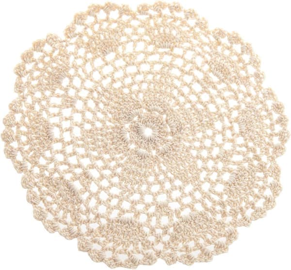 Handgjorda virkade bordsdukar i bomull, spetsunderlägg, ca 20 cm, 4-pack (beige)