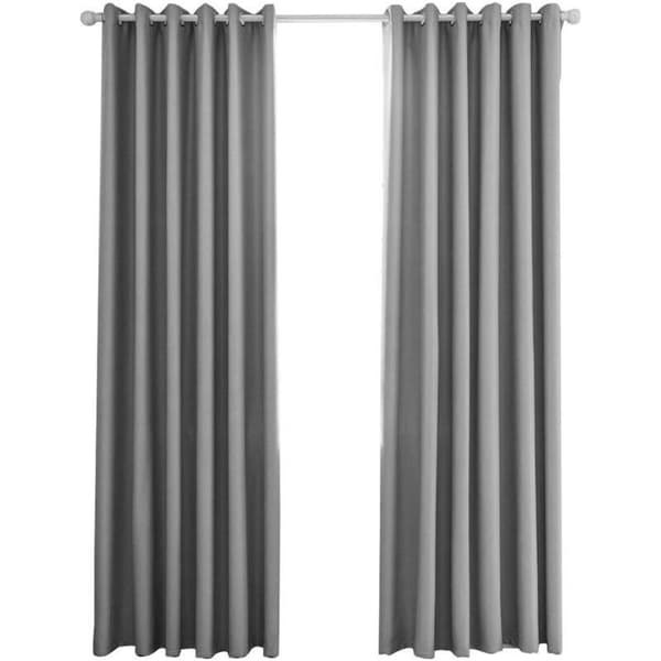 Termisk isolerede mørklægningsgardiner - 140x240cm - Moderne øjedesign - Lysegrå