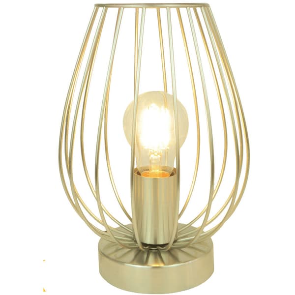 Avlang designerbordlampe i gullfarget metall, LED-kompatibel