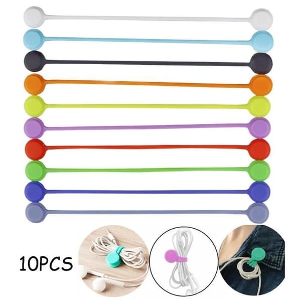 Magnetiske kabelbindere - Silikone kabelclips - 10 stk.