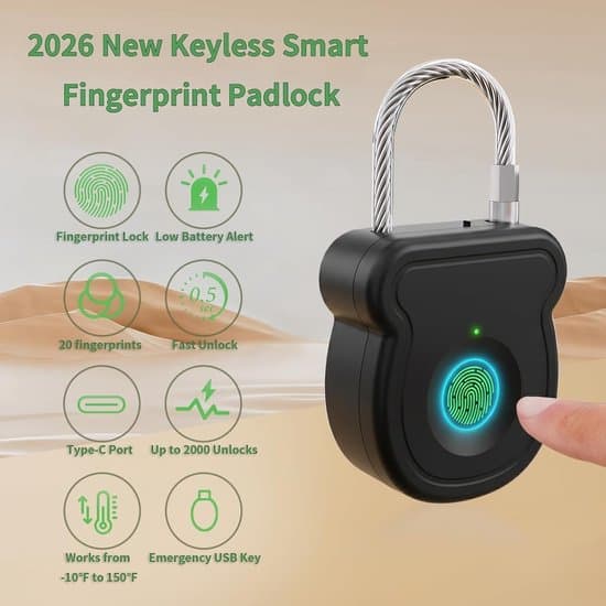 Smart fingeravtrykkslås – 2026 0,5s opplåsing, 365-dagers batteri, USB-nødstrøm – Vanntett