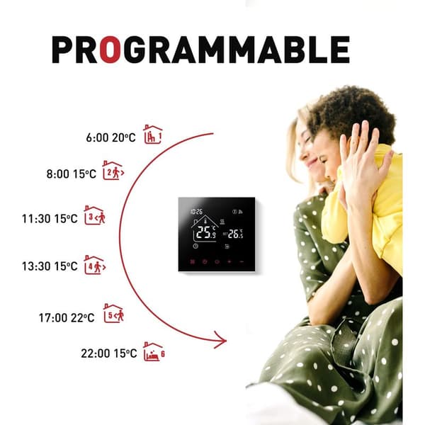 WiFi Smart Termostat til Hjemmet, Smart Termostat til Gulvvarme, Trådløse Programmerbare Rumtermostater, Kompatibel med Alexa og