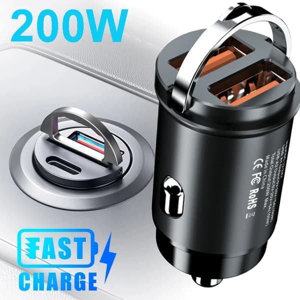 200W billaddare, snabbladdning för iPhone QC3.0 PD USB Typ C billaddare för Xiaomi Samsung Huawei iPhone