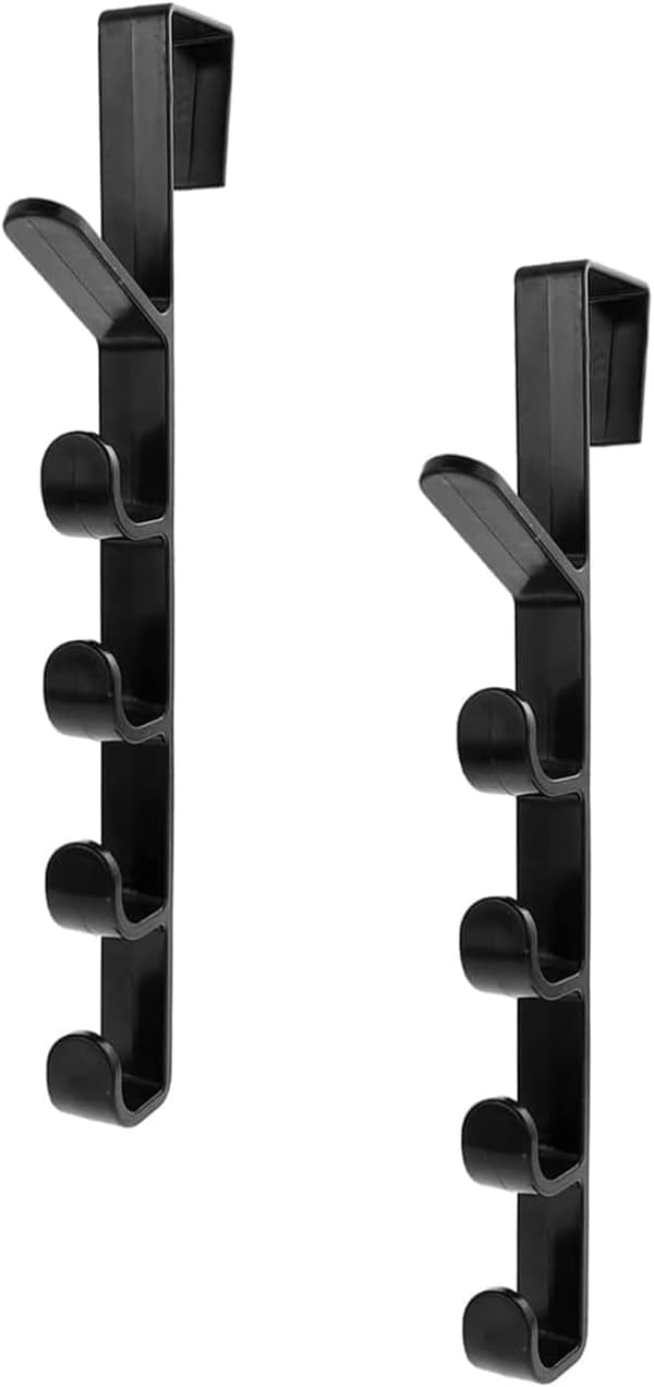 Över-dörr-organisatör – 5-lagers vertikal hängare för hattar, väskor och handdukar – Svart, 2-pack