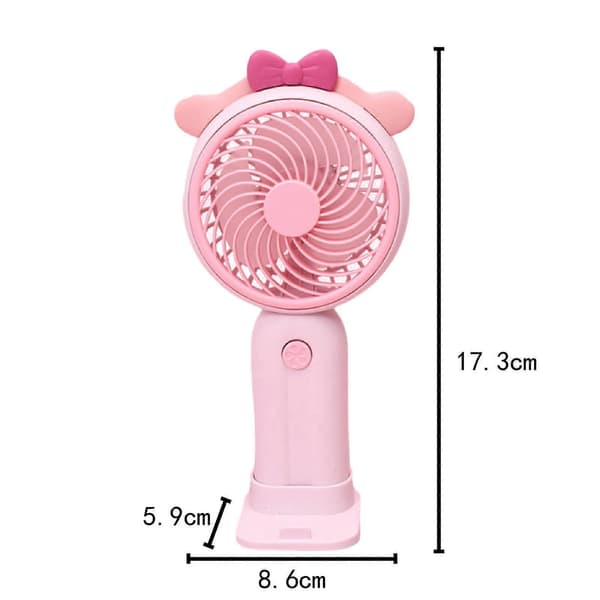 Bærbar Håndholdt Ventilator Mini Bærbar Ventilator Genopladelig Ventilator med Base Køleventilator Pink Bow