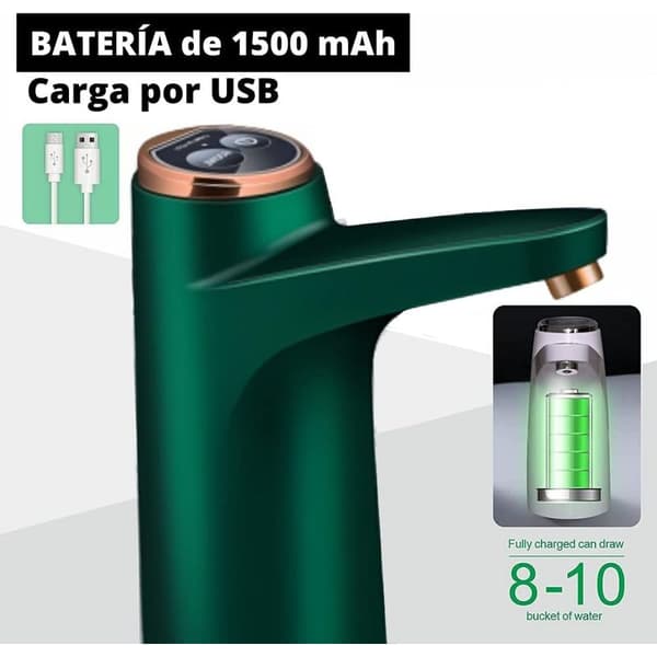 Vanndispenser med LED-indikator, 1500 mAh oppladbart USB-batteri, silikonmateriale (grønn)