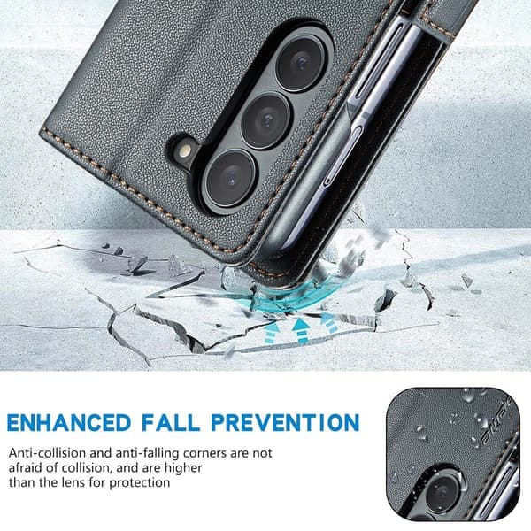Flip-etui til Samsung S22 - Sort læder telefoncover