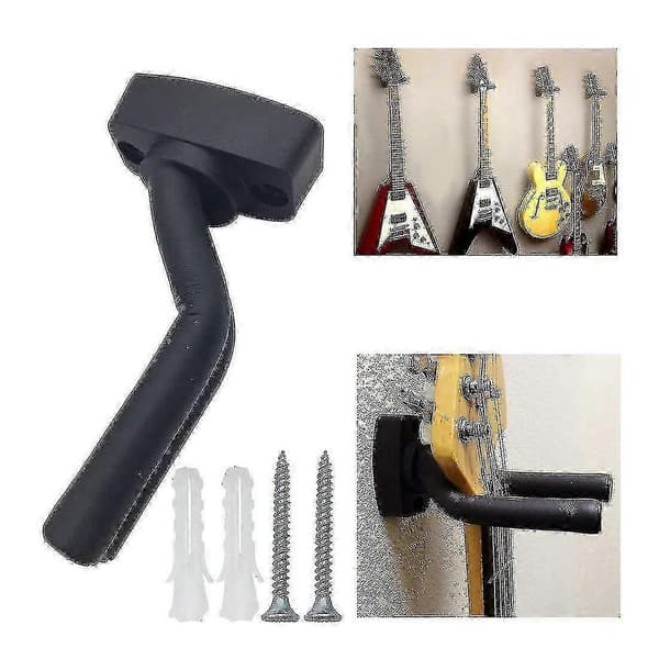 5-pack svart gitarrhängare väggfäste display med skruvar passar gitarrer [JKW]