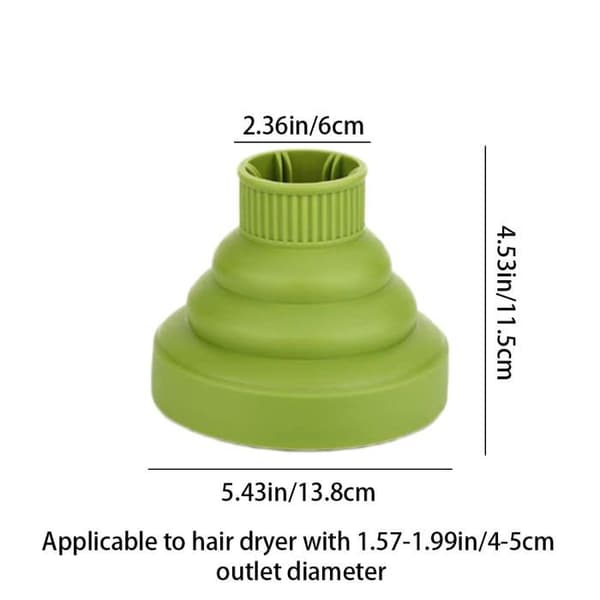 Sammenklappelig silikone diffuser til hårtørrer, ikke-universel, tilbehør til krøllet hår, dysediameter 1,65-1,9 tommer (sort)