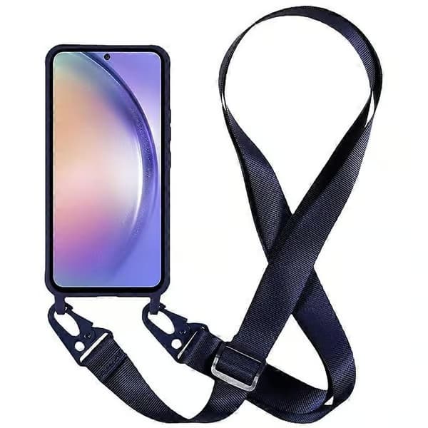 Mobilskal för Samsung Galaxy A55 5G, stötsäkert TPU-skyddsfodral med brett snöre - Mörkblå (Mörkblå)