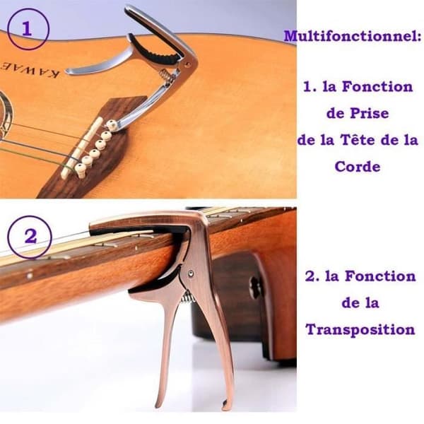 Gitar-capo i legering, universell capo for folk-, elektriske og akustiske gitarer