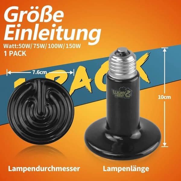 Keramisk Varmepære - 1 Styk - 150W E27 - Lysfri Varme - Krybdyr, Kyllinger, Terrarier