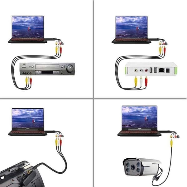 Lydopptaksboks, USB 2.0 lyd-/videokonverterer, analog til digital VHS for Windows 10/8/7/VHS